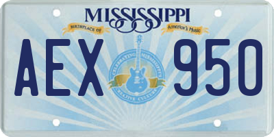 MS license plate AEX950