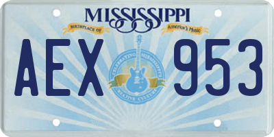 MS license plate AEX953
