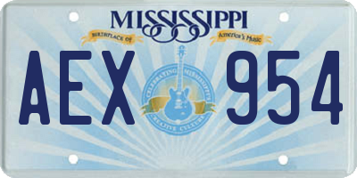 MS license plate AEX954