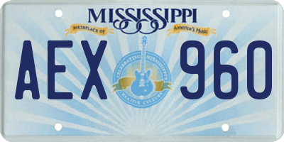 MS license plate AEX960