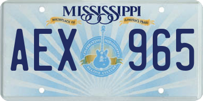 MS license plate AEX965