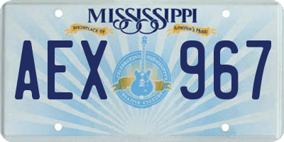 MS license plate AEX967