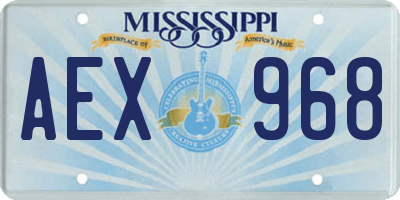 MS license plate AEX968