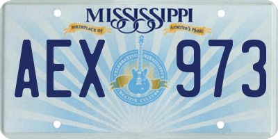 MS license plate AEX973