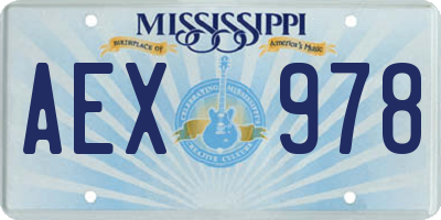 MS license plate AEX978