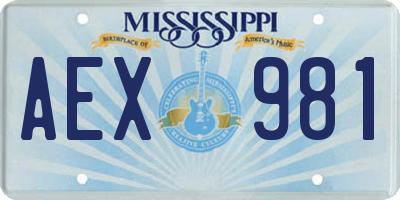 MS license plate AEX981