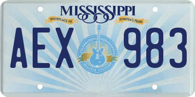 MS license plate AEX983