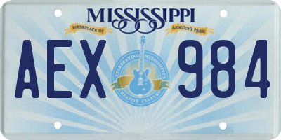 MS license plate AEX984
