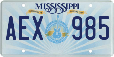 MS license plate AEX985