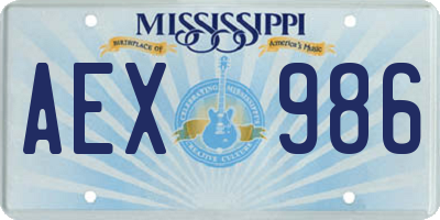 MS license plate AEX986