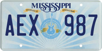 MS license plate AEX987