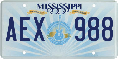 MS license plate AEX988