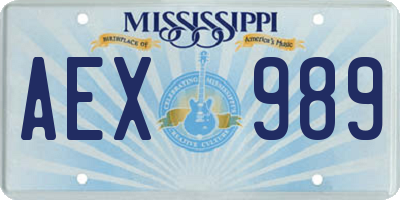 MS license plate AEX989