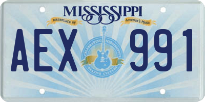 MS license plate AEX991