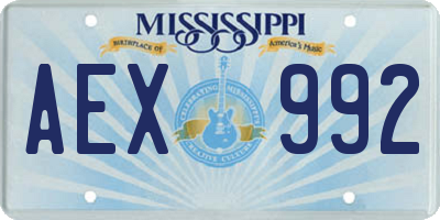 MS license plate AEX992