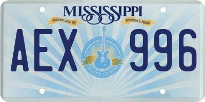MS license plate AEX996