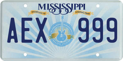 MS license plate AEX999