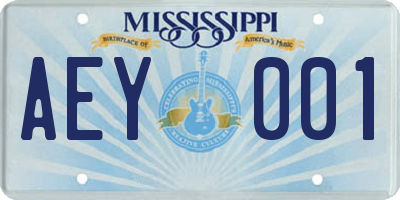 MS license plate AEY001