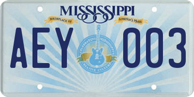 MS license plate AEY003