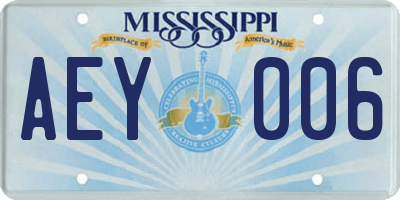 MS license plate AEY006