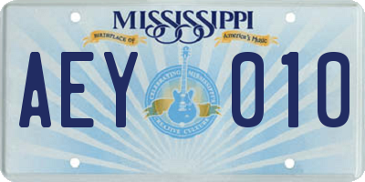 MS license plate AEY010