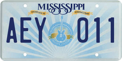 MS license plate AEY011