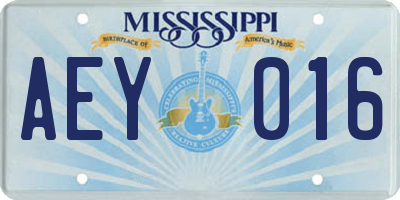 MS license plate AEY016