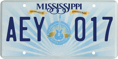 MS license plate AEY017