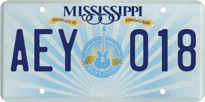 MS license plate AEY018