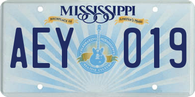 MS license plate AEY019