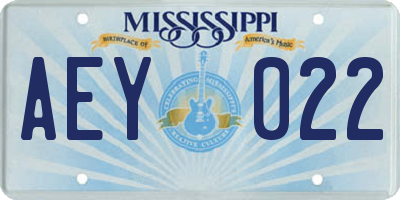 MS license plate AEY022