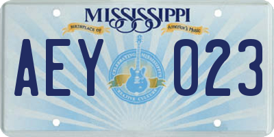 MS license plate AEY023