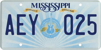 MS license plate AEY025