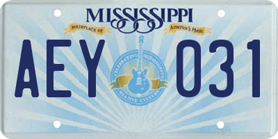 MS license plate AEY031