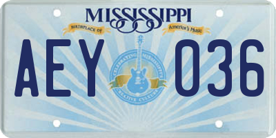 MS license plate AEY036