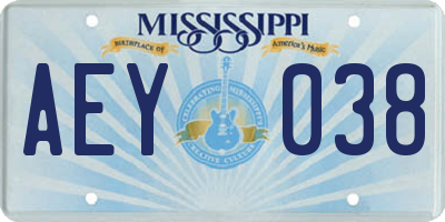 MS license plate AEY038