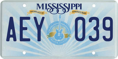 MS license plate AEY039