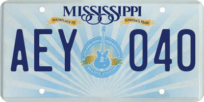 MS license plate AEY040