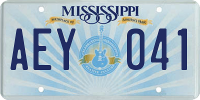 MS license plate AEY041