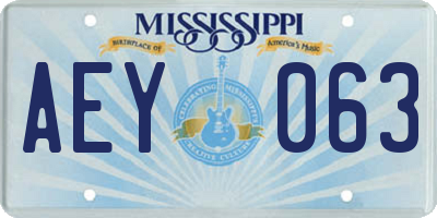 MS license plate AEY063