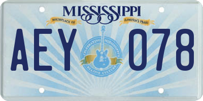 MS license plate AEY078