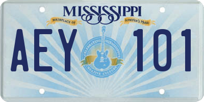 MS license plate AEY101