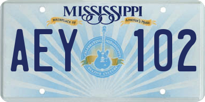 MS license plate AEY102