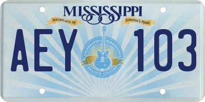 MS license plate AEY103