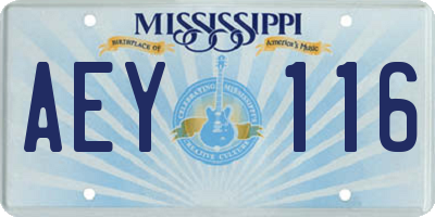 MS license plate AEY116