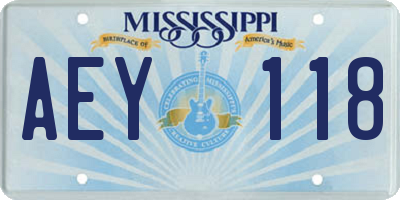 MS license plate AEY118