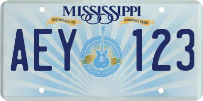 MS license plate AEY123