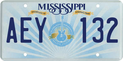MS license plate AEY132