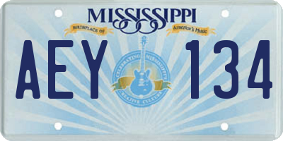 MS license plate AEY134