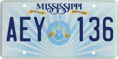 MS license plate AEY136